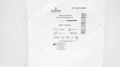 Argon 190118080 Nitinol Guidewire 6.0cm Radiopaque Tip .018inch x 80cm (x)